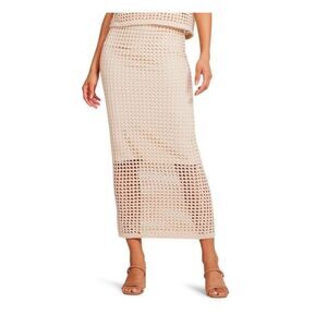 Steve Madden Oatmeal Knit Crochet Midi Skirt Size XS